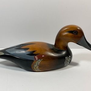 VTG Solid Wooden Hand Painted Duck Decoy Decor Mantle Figure